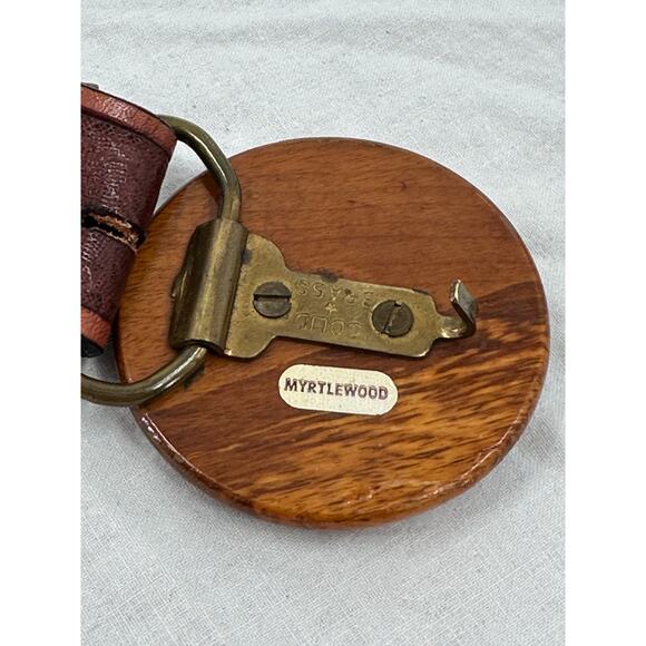 Vintage Hand Tooled Womens Belt Brown Yellow Roses Western Wooden Buckle Cowgirl - Picture 6 of 8